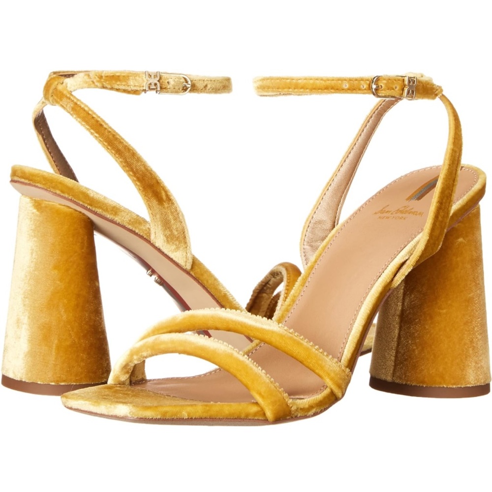 Sam Edelman Gold Velvet Block Heel
